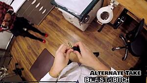 Minnie Rose's wet pussy pounded doggystyle then blasted with cum. Hot backstage POV creampie