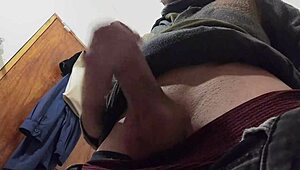 i hear rain patter as i stroke my skinny cock in bathroom mirror happily