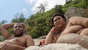 check my huge brazilian milf pussy lips flashing at praia de abricó nudist beach everyone stares!