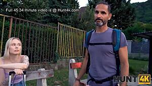 A guy takes cash to watch his girlfriend get pounded hard by a stranger outdoors