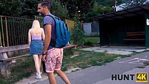 A guy takes cash to watch his girlfriend get pounded hard by a stranger outdoors