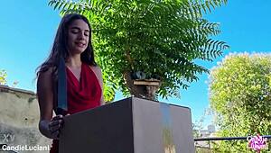 skinny teen brunette pornstar unboxes huge anal toys for wet pussy tight ass play