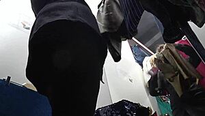 ever seen a gorgeous ass in pantyhose? spy cam catches her peeking skirt in store