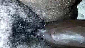 Chubby BBW creampie overflows with thick cum from massive black cock