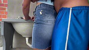 who's that big ass latina wife in skirt begging for tight anal fuck while washing?