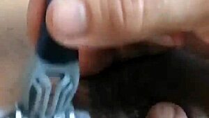 hairy pussy girl masturbates i fuck her wet then shave it all off