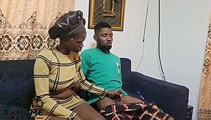 your olosho escort whore spreads wet ebony pussy for big black cock doggystyle ride