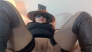 Halloween Latina Witch Fills Ass with Thick Creampie Cum