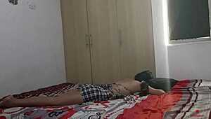 stepsisters feel overwhelming horny lust alone in room for lesbian sex