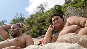 check my huge brazilian milf pussy lips flashing at praia de abricó nudist beach everyone stares!