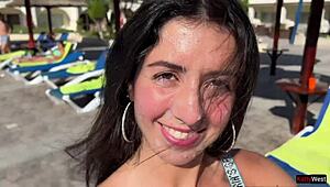 public lady takes cash for outdoor doggystyle and facial stroll