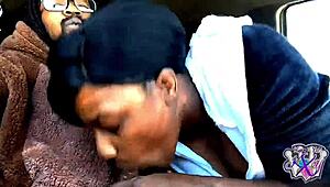 yukisenpaikurochan sucks daddy's cock in car wearing bear suit