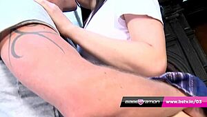 Samantha Bentley in stockings takes Peter Oh Tool's massive cock deep!!