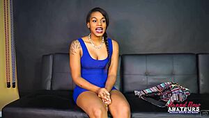 Exotic Ebony Skylar Fingers Shaved Pussy Then Takes Hard Interracial Facial Cumshot.