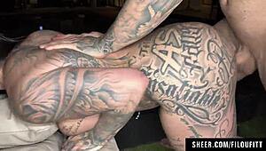 how does yummy inked brazilian thawany alves' bouncing ass take filoufitt's drill n facial cumshot?!