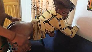 your olosho escort whore spreads wet ebony pussy for big black cock doggystyle ride