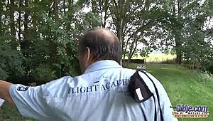 Fat Old Man Ravages Thin Young Girl's Mouth with Deepthroat Cumshot