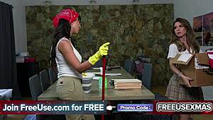 stepdaughter and latina wife as free use fucktoys in kitchen ffm threesome bent over doggystyle