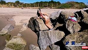 pornovatas liberal mature brunette fucks older german man on mexican beaches with big natural tits