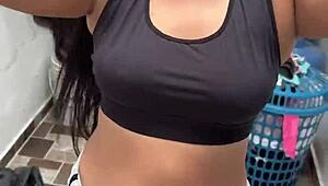 colombian neighbor washes clothes then gets fucked for payment