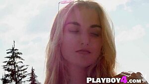 perfect tits blonde milf strips poses outdoors undressing