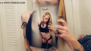 omg this hot tranny slut in tight leggings is fingering her cute clit to explosion 💦😘