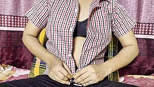 college girl fingers her big natural saggy tits pussy in dirty bathroom skirt