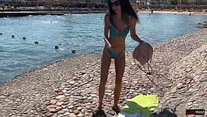 public lady takes cash for outdoor doggystyle and facial stroll