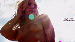 perfect tits blonde milf strips poses outdoors undressing