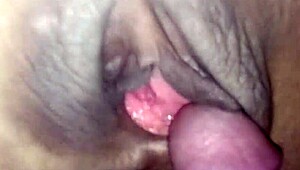 pretty shaved pussy babe cries in pain from rough anal but begs for creampie anyway