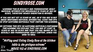 Mrplay Fists Sindy Rose's Ass on Kitchen Table to Extreme Prolapse