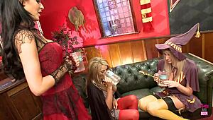 gryffindor sluts drunk on butter beer fuck in group orgy common room