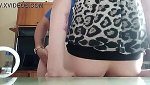 I fuck my pretty wife's wet pussy and natural tits quickie in kitchen before marriage proposal