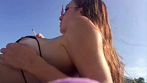 hey italian milf flashing juicy tits beach nipples?