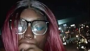 Intense Cityscape Blowjob Explodes in Sky-High Facial