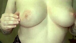 chubby curvy tattooed slut strips see-through bra then fucks huge bbc dildo squirting pussy lips