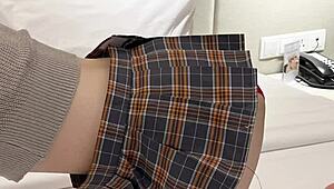 japanese student teases legs in her super short miniskirt