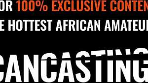 Skinny African Model's Holes Stuffed and Stretched by White Cock in Rough Fake Audition Pound!