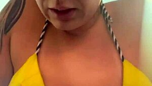 training in tiny bikini at beach gym, pussy juices dripping down legs like seawater?