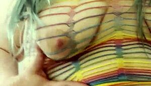 rainbow clad joan day shakes big ass while playing solo