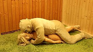 Blonde fuck dolls Catalina Valentina and Marsalina take turns anal pounded by Valentino