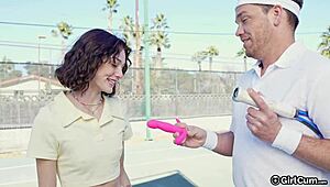tennis babe skips lessons to ride big cock cowgirl style