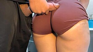 stepsis hits the bathroom post-gym... time to free use her perfect cum-covered ass