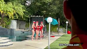 cpr lesson flips to bikini blonde fourway suck fest