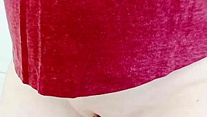 My mature wife's huge wet shaved pussy grinds flashing cameltoe lips