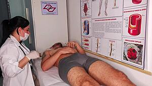 nurse sees his raging hard on and can't resist