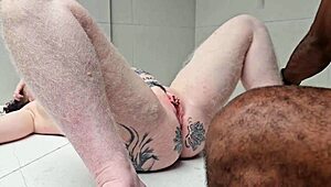 pregnant wife can't shave so hubby fingers her in shower 😏💦