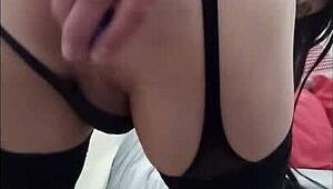 colombian ladyboy in pantyhose legs spreads for anal plug and balls play