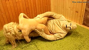 Blonde fuck dolls Catalina Valentina and Marsalina take turns anal pounded by Valentino