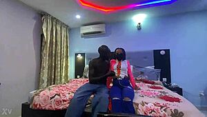 petite black prostitute arrives at hotel for old man's rough cock pounding session